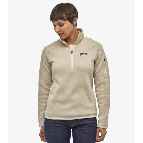 Patagonia Better Fleece Pullover Sweater 1/4 Zip‎ Jacket Women Sz M Oyster White - Picture 1 of 9